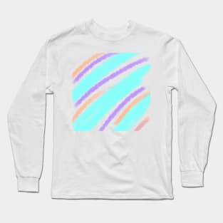 Blue purple watercolor lines art Long Sleeve T-Shirt